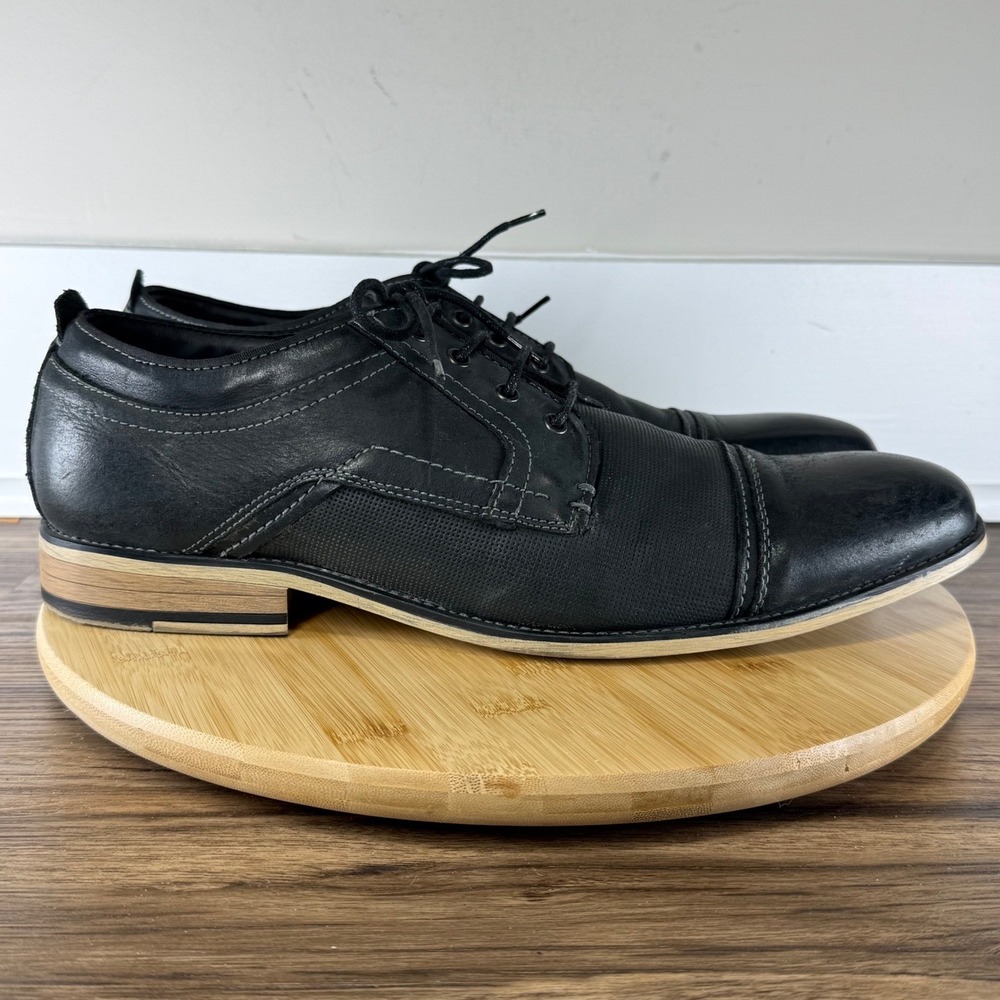 Steve Madden P-Kearny Oxford Shoes Men's 14 Black Cap Toe Leather Dapper Formal